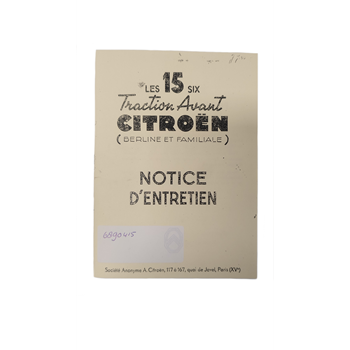 NOTICE D'ENTRETIEN LES 15 SIX NOTICE D'ENTRETIEN LES 15 SIX